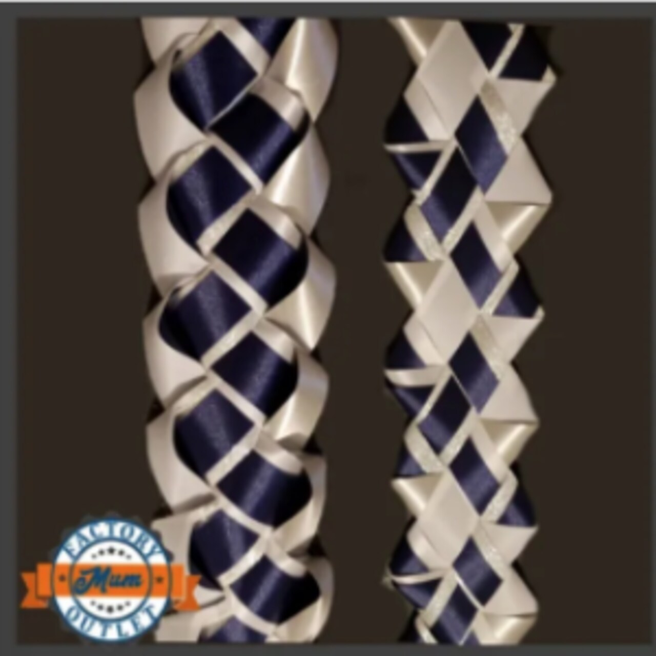 2 Pack Homecoming Mum Braids 30" - Military & Texas Diamond - White-Navy